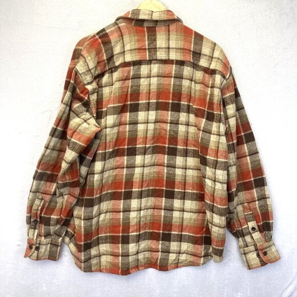 Timberland Flannel Button Up Shirt Mens 2XL Brown Red Plaid Pocket Classic Fall - Picture 2 of 15